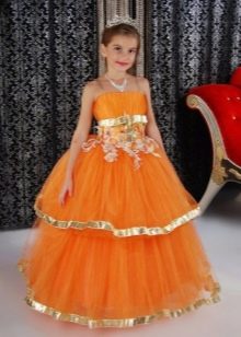 Oranžinė naujametinė suknelė mergaitėms