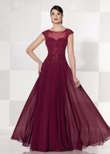 elegante vestido de tafetán lila