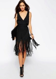 Black dress with fringe