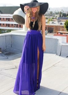 purple chiffon slit skirt