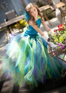 Superbe robe duveteuse pour fille multicolore