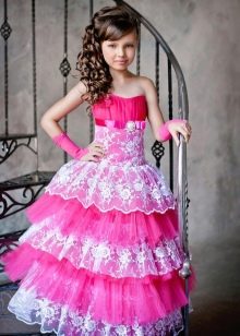 Elegante vestido de gala para niñas con encaje