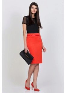 coral midi pencil skirt