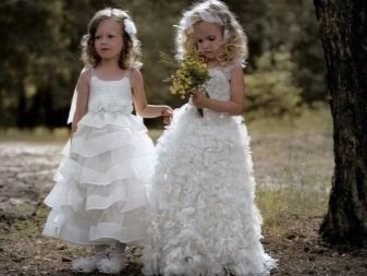 Gaun pengantin cantik gebu ke lantai untuk kanak-kanak perempuan