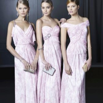 Delicados vestidos de dama de honor de color rosa