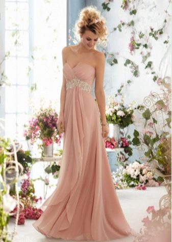 Empire peach wedding dress