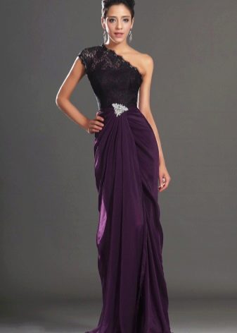 Purple One Shoulder Evening Dress