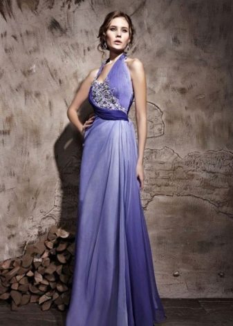 Gaun malam ungu dalam gaya Yunani