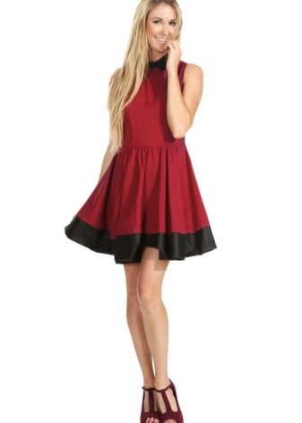 Wine dress with burgundy shoes