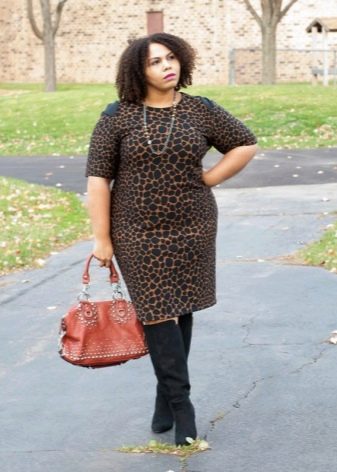 Crni antilop do leopard haljina-korica za pretile žene