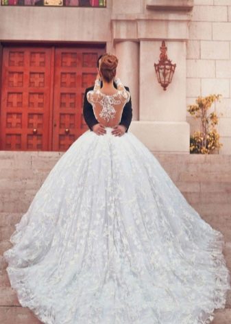 Wedding dress with a very long train