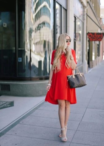 Red A-Line Maternity Dress