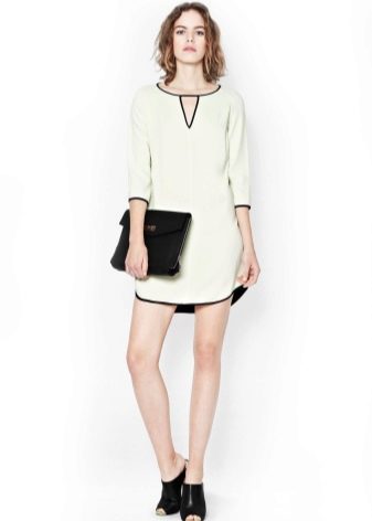 White tunic dress with black piping