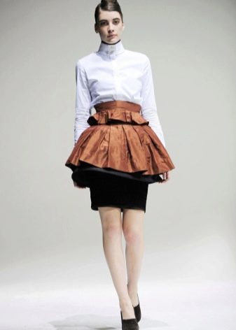 two-tone flounced waist skirt