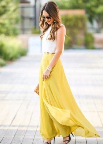 Duga suknja polusunčane boje senfa