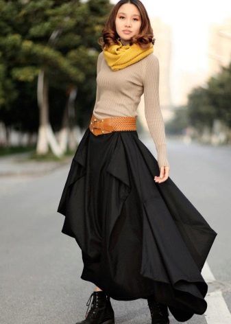 vertical flounce long full skirt