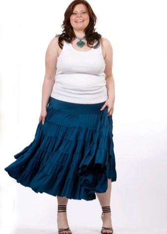 Skirt berbentuk A dengan lipatan untuk wanita gemuk