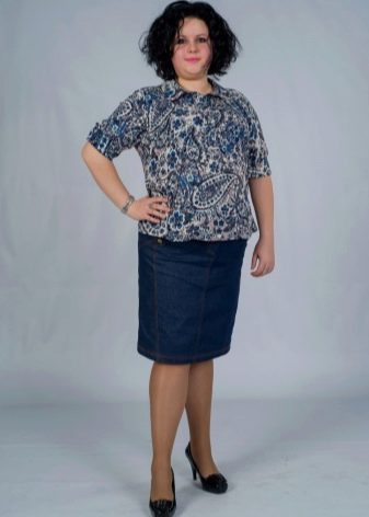 falda de tubo de mezclilla para mujeres con sobrepeso