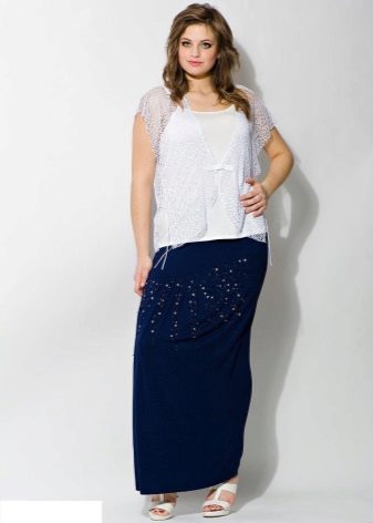 skirt panjang dihiasi dengan rhinestones untuk wanita gemuk