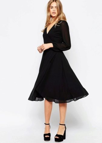 skirt midi hitam