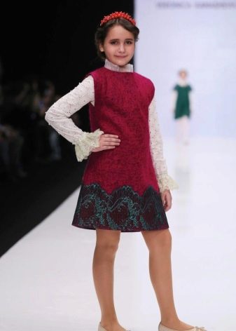 Zimska haljina-sarafan crvena za djevojčice