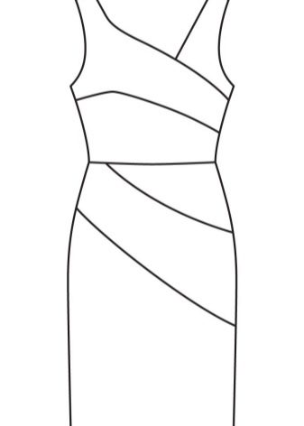 Технически чертеж на асиметрична рокля-калъф