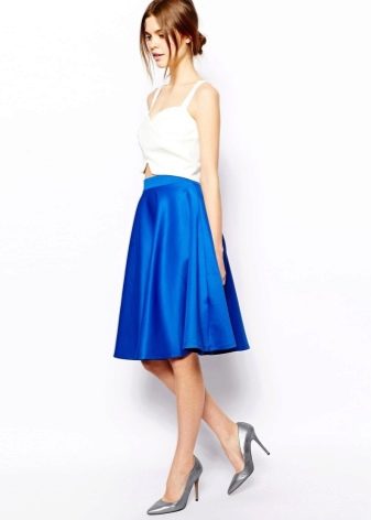 modrá midi sukňa