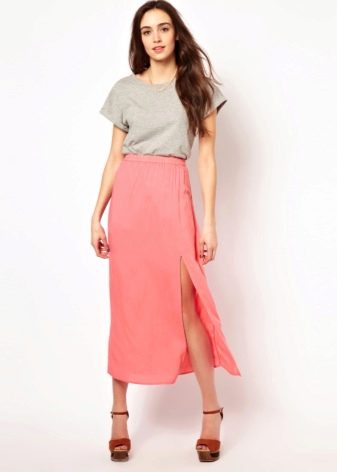 Skirt celah musim panas yang ringan dan bahagian atas tangki