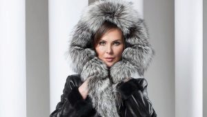 Sheepskin coat na may silver fox