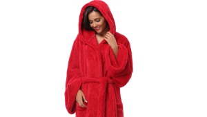 Women's terry bathrobe with a hood