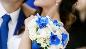 Sejambak pengantin putih dan biru: kehalusan reka bentuk dan pilihan