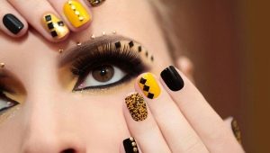 Zwart-gele manicure: heldere en ongewone ideeën