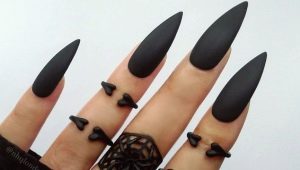 Manichiura neagră pentru unghii lungi: idei de design interesante și la modă