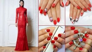 Manicure di bawah gaun merah: pilihan dan pilihan reka bentuk