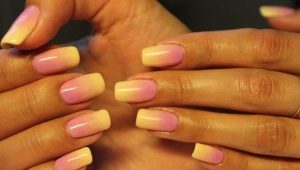 Yellow-pink manicure: mga uso at hindi pangkaraniwang mga solusyon