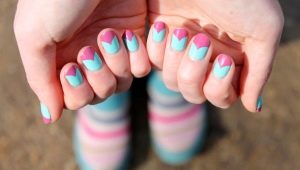 Pink at turquoise manicure: mga ideya at pagpipilian sa disenyo