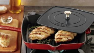 Grill pans with press lid