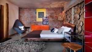 Interior design della camera da letto in stile loft