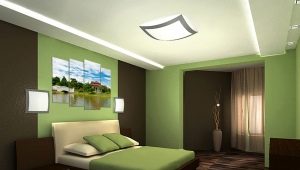 Design interiéru ložnice v odstínech zelené