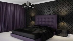 Jemnost dekorace ložnice v tmavých barvách