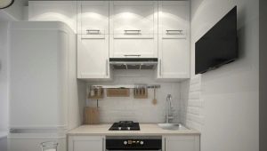 Interesting kitchen design options 6 sq. m with refrigerator