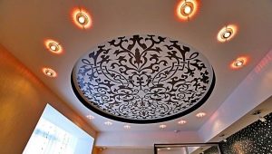 Tištěné stropy v hale: krásné příklady