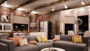 Loft stila dzīvojamās istabas interjera dizains