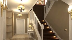 Design of a hallway with a staircase in a private house