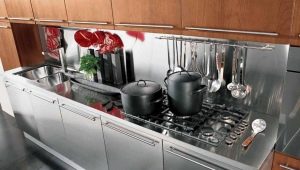 Metal kitchens in the interior