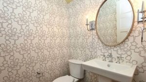 Kertas dinding di tandas: kelebihan, kekurangan dan pilihan reka bentuk