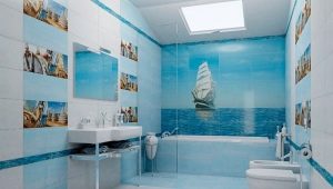 Ubin kamar mandi dengan tema laut: fitur dan kriteria pemilihan