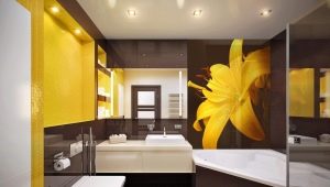 Dzeltenā vannas istaba: apdare un dizaina piemēri
