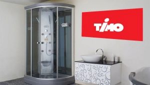 Kabin pancuran mandian Timo: kebaikan dan keburukan, model, pilihan