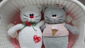 Descrição e padrões de tricô para gatos amigurumi originais